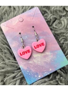 Pink Heart valentines sweethearts earrings